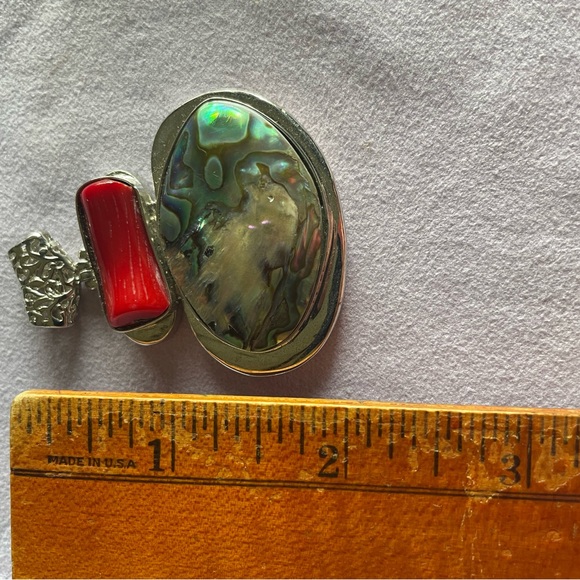 Iridescent and Red Enamel in Silver look Slide. - Picture 3 of 3